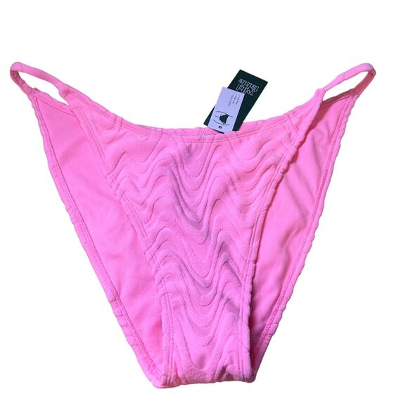 Wild Fable Women's Pink Terry Wavy Textured Bikini Bottom - Size XL - NWT - Picture 1 of 9